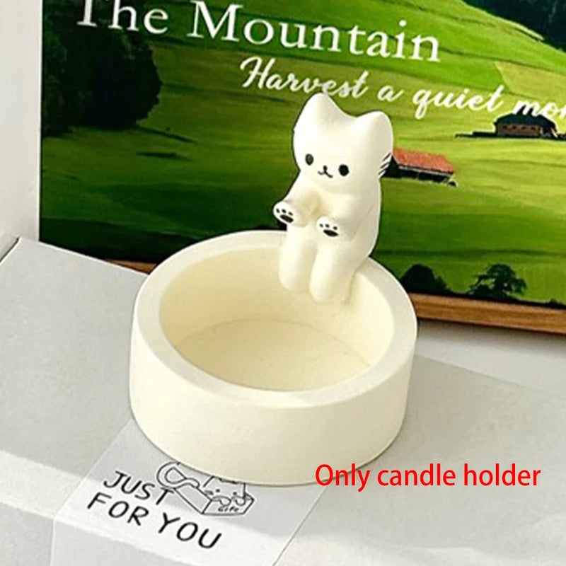 Ceramic Cat Candle Holder for Cozy Ambient Home Decor