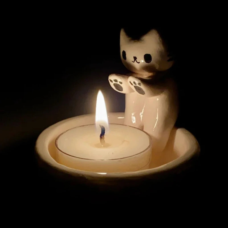 Ceramic Cat Candle Holder for Cozy Ambient Home Decor