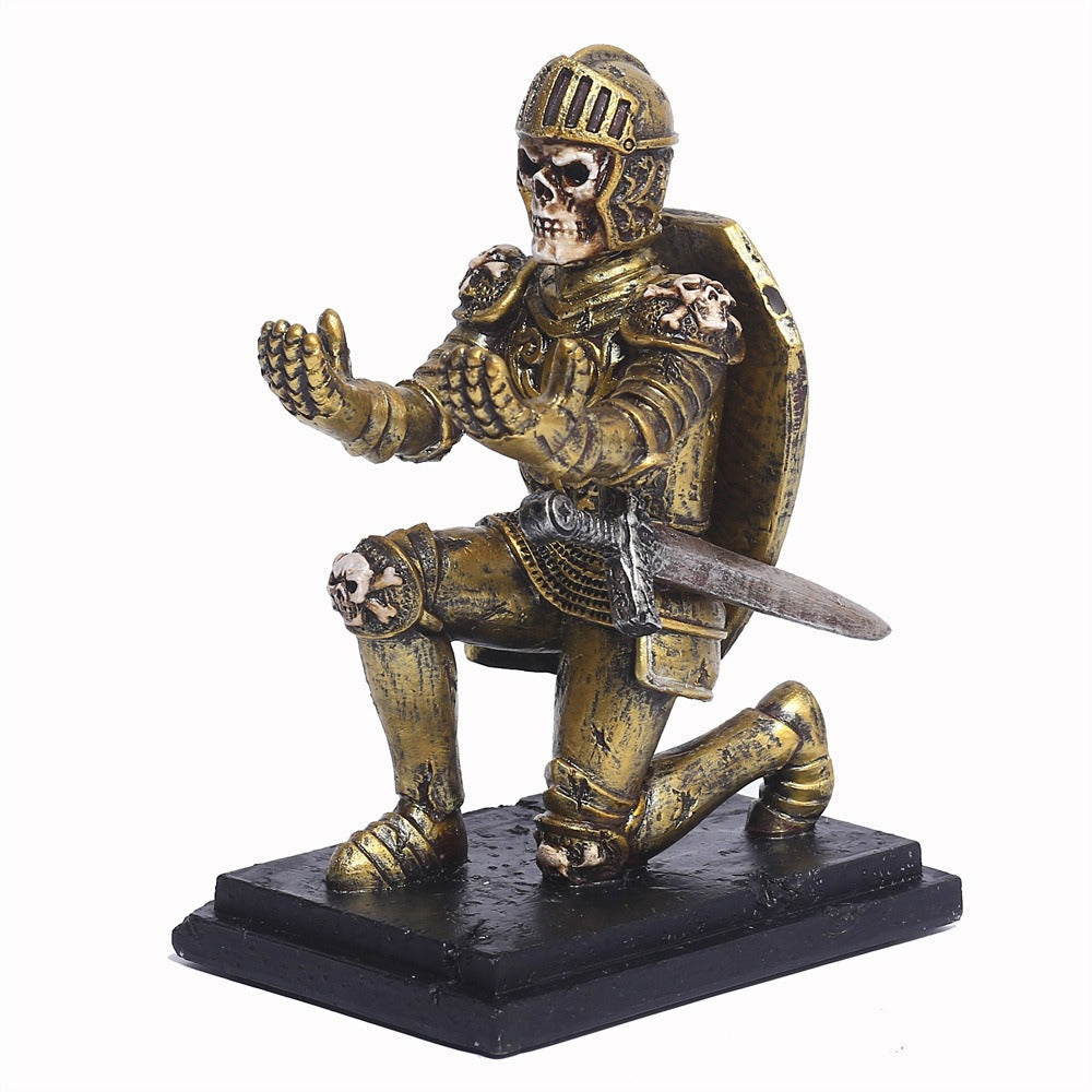 Knight Skeleton Pen Holder for Gothic Desk Decor