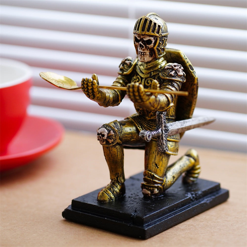 Knight Skeleton Pen Holder for Gothic Desk Decor