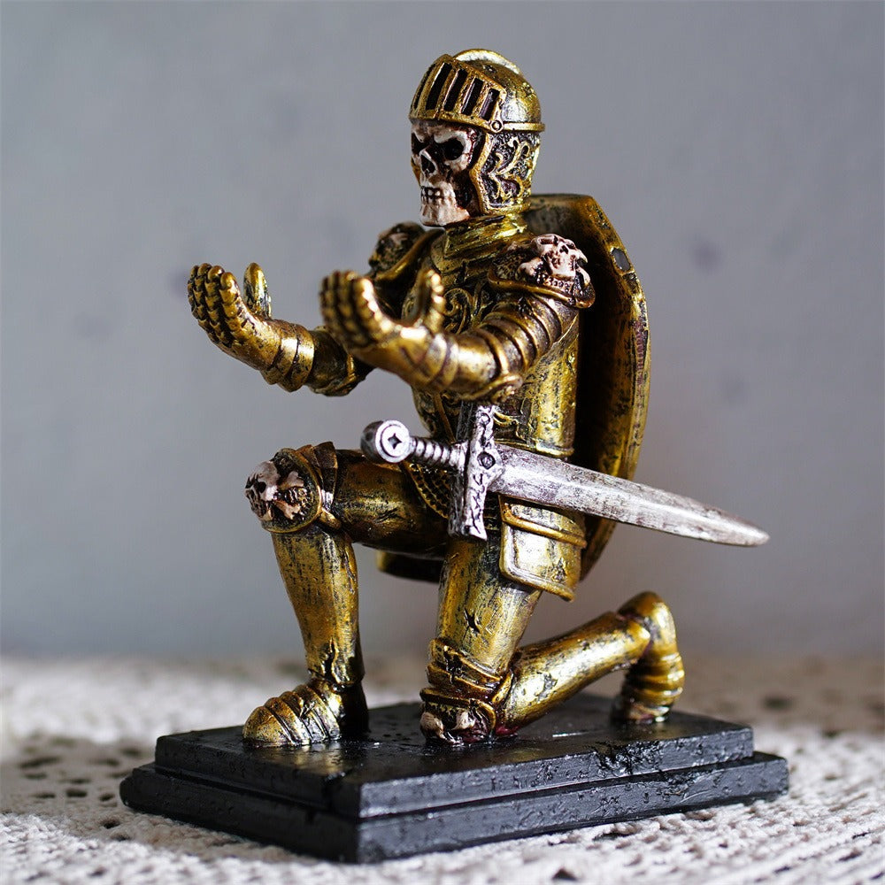 Knight Skeleton Pen Holder for Gothic Desk Decor
