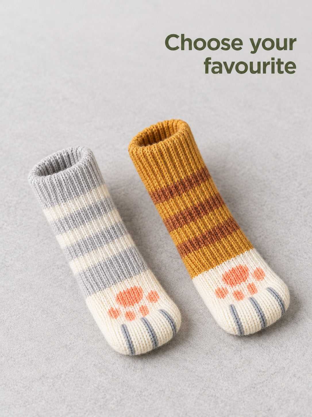 Thick Knit Chair Leg Floor Protectors With Cat Paws