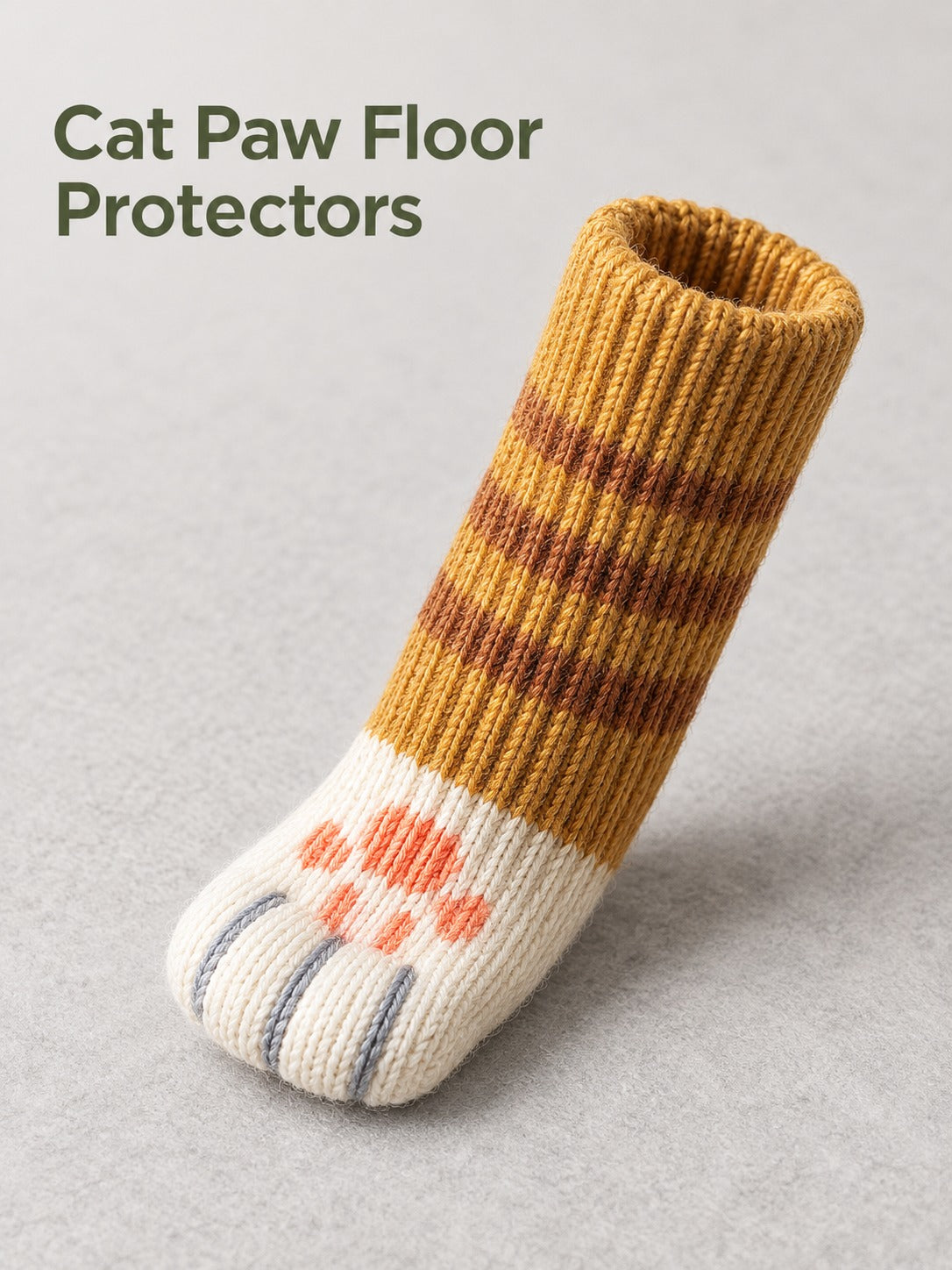 Thick Knit Chair Leg Floor Protectors With Cat Paws