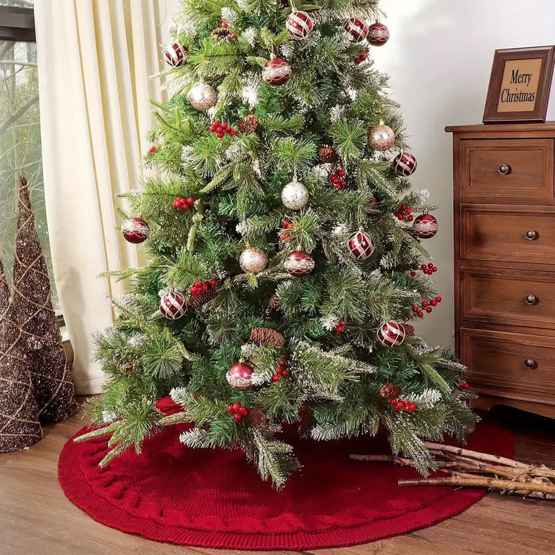 Knitted Christmas Tree Skirt for Cozy Holiday Decor