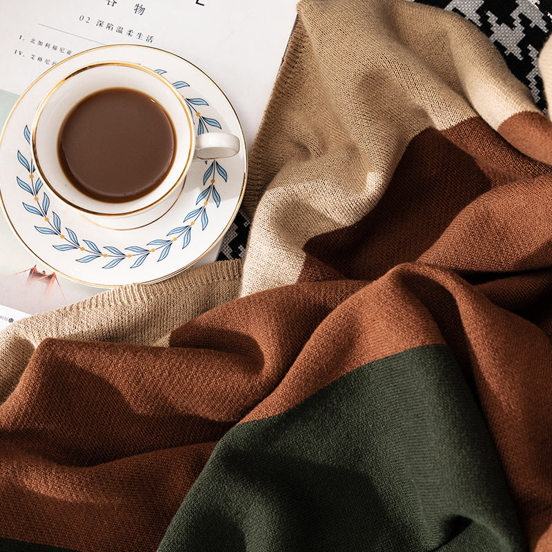 Knitted Throw Blanket for Cozy Nordic-Style Warmth
