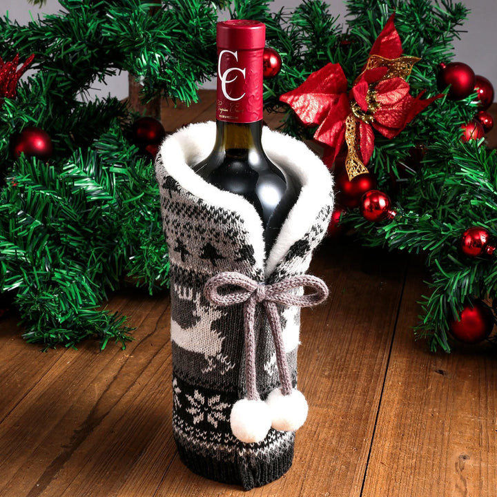 Knitted Wine Bottle Christmas Table Centerpiece Decor