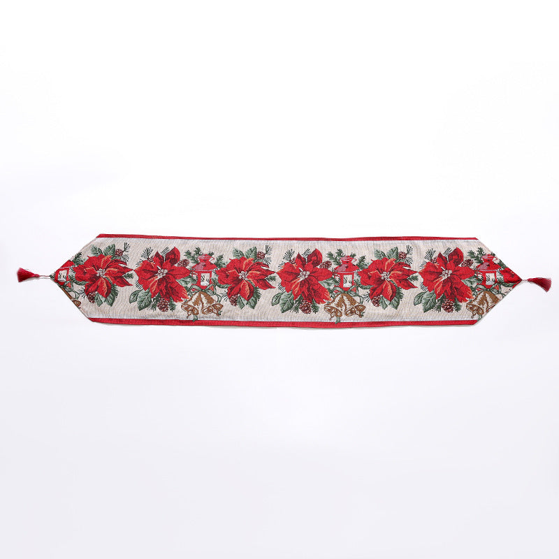 Knitted Christmas Table Runner With Festive Tassels