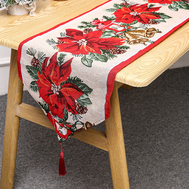 Knitted Christmas Table Runner With Festive Tassels