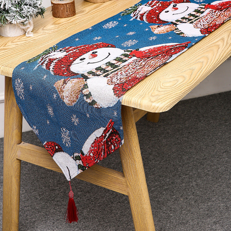 Knitted Christmas Table Runner With Festive Tassels