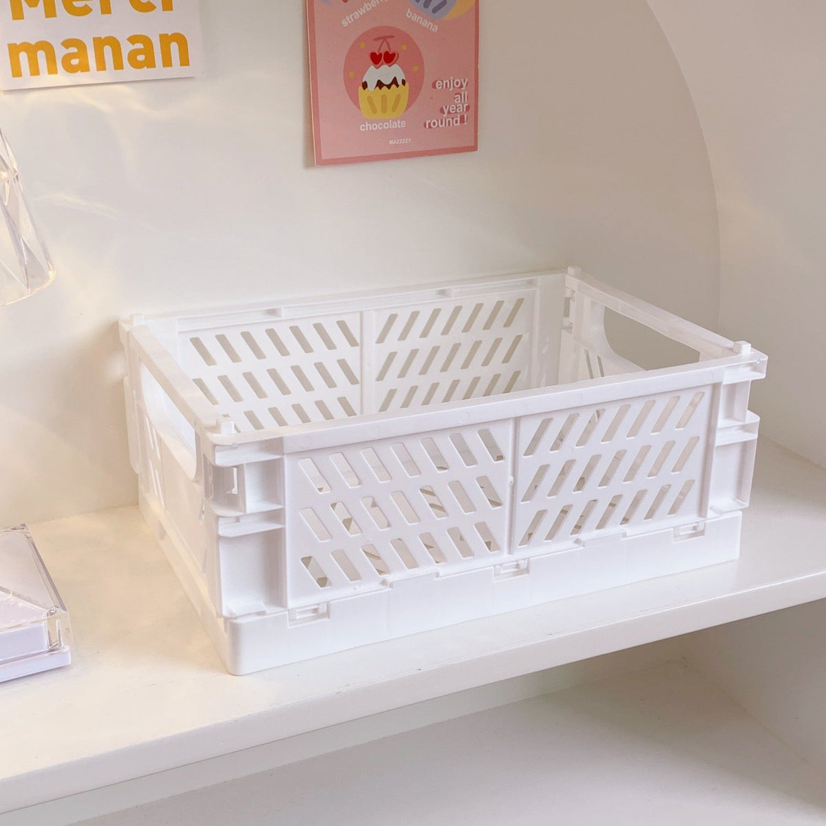Foldable Desk Storage Basket for Stationery and Snacks