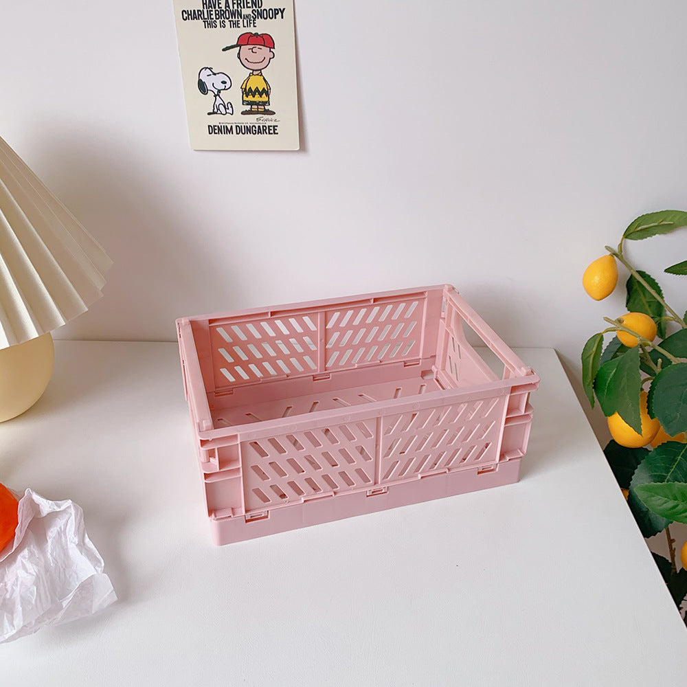 Foldable Desk Storage Basket for Stationery and Snacks