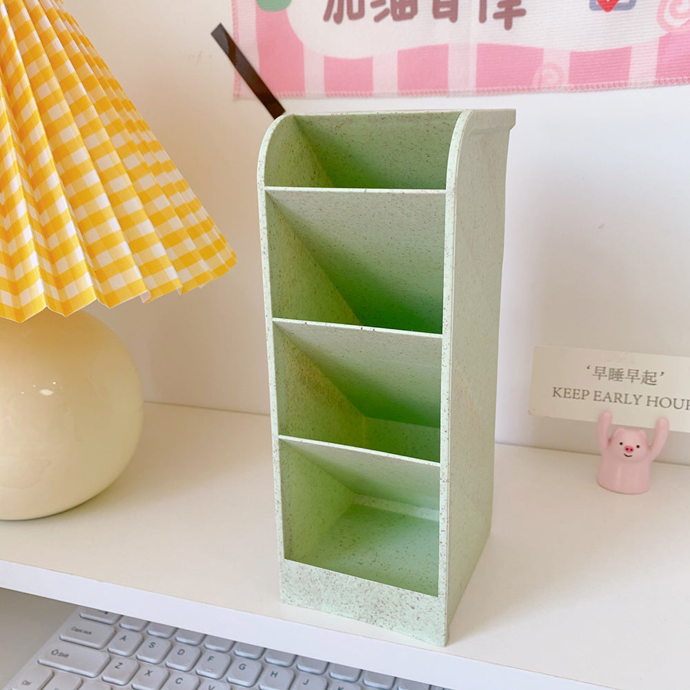 Ins Style Angled Desk Pen Holder with 4 Compartments