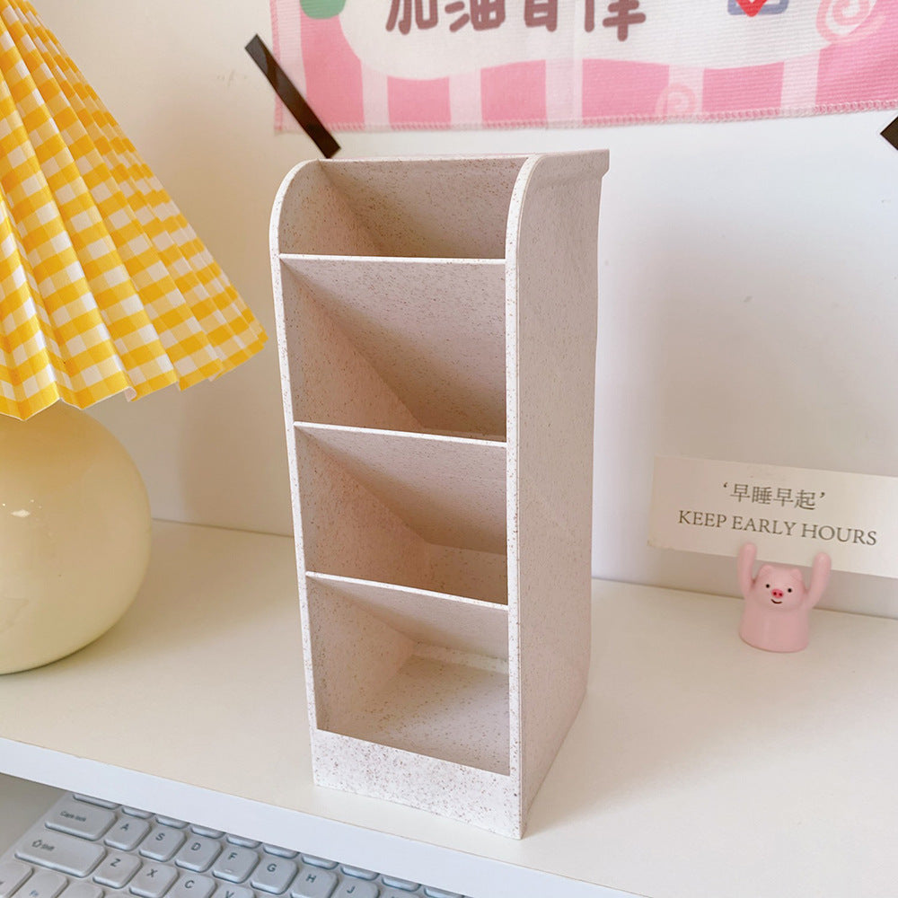 Ins Style Angled Desk Pen Holder with 4 Compartments