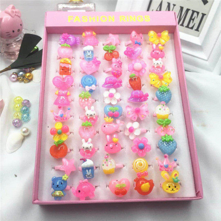 Children's Fashion Rings 50-Piece Colorful Dress-Up Set