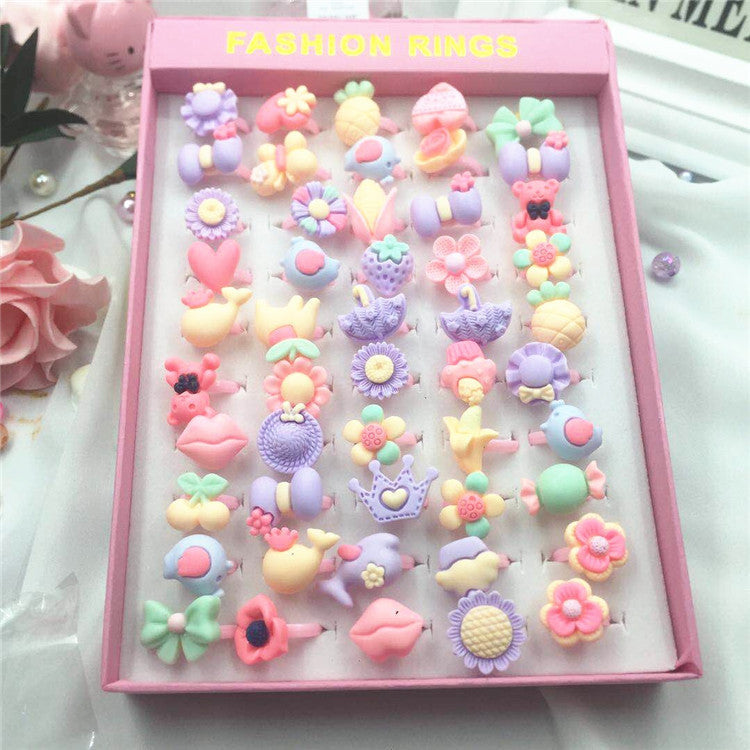 Children's Fashion Rings 50-Piece Colorful Dress-Up Set
