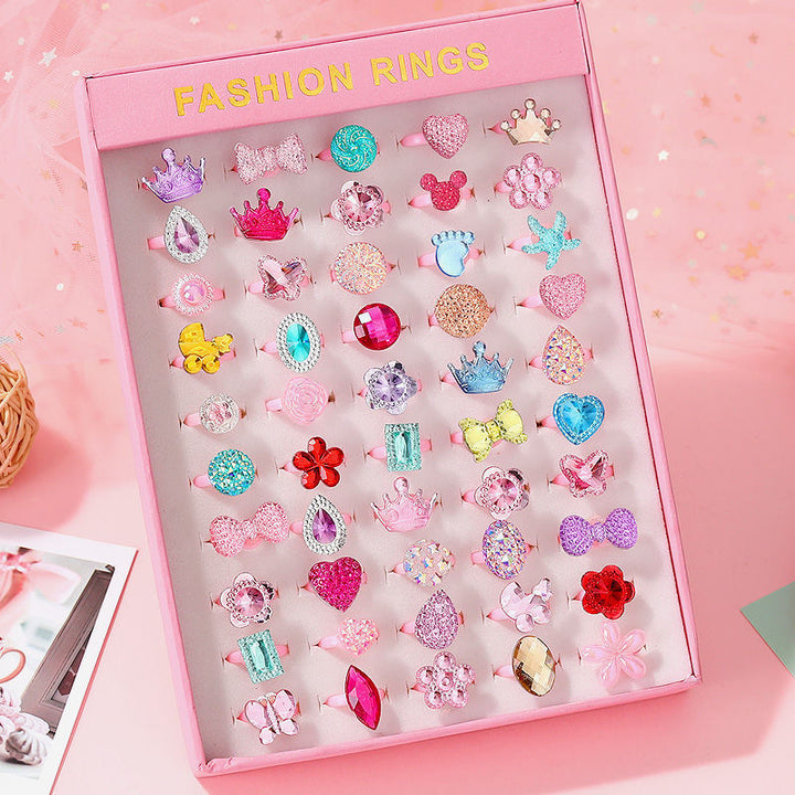 Children's Fashion Rings 50-Piece Colorful Dress-Up Set
