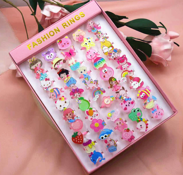 Children's Fashion Rings 50-Piece Colorful Dress-Up Set