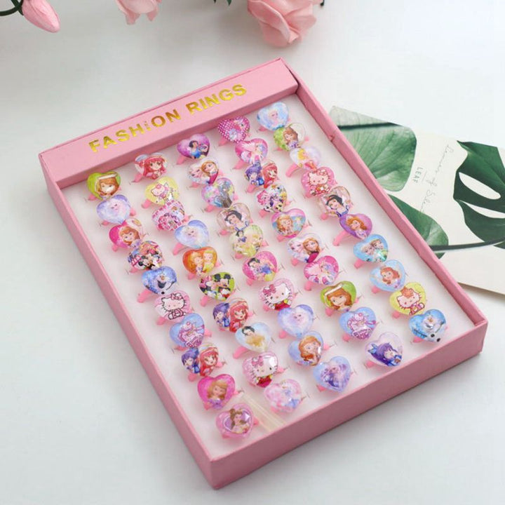 Children's Fashion Rings 50-Piece Colorful Dress-Up Set