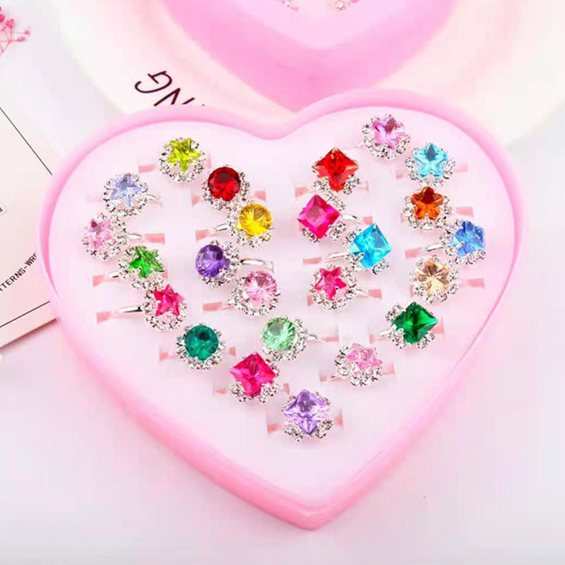 Kids Ring Set 12pc Adjustable Dress-Up Rings for Girls