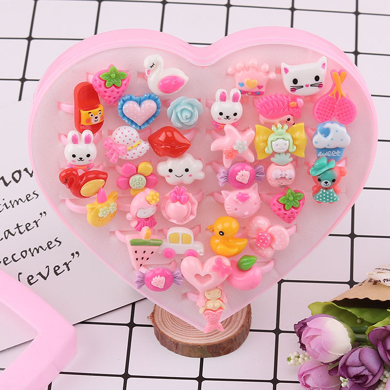 Kids Ring Set 12pc Adjustable Dress-Up Rings for Girls