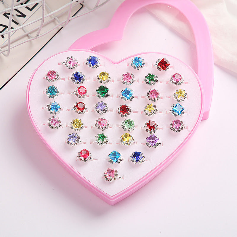 Kids Ring Set 12pc Adjustable Dress-Up Rings for Girls