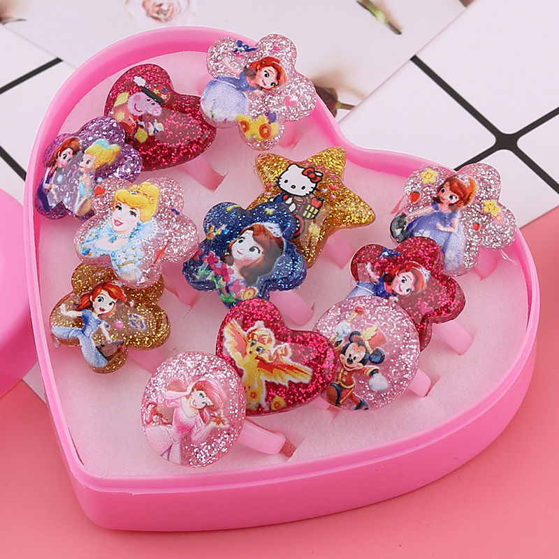 Kids Ring Set 12pc Adjustable Dress-Up Rings for Girls