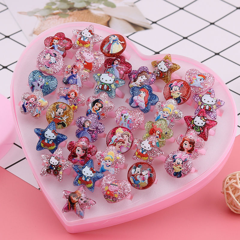 Kids Ring Set 12pc Adjustable Dress-Up Rings for Girls