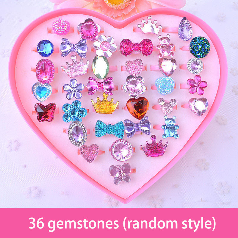 Kids Ring Set 12pc Adjustable Dress-Up Rings for Girls