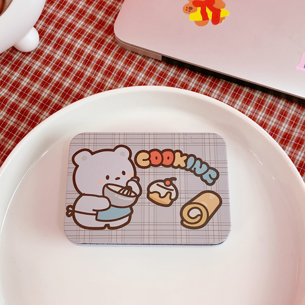 Cute Bear Metal Tin Box for Desk and Sticker Storage