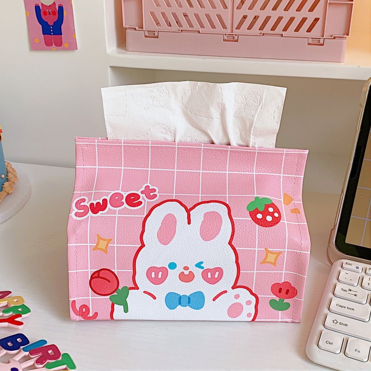 Cute Cartoon Bear Desk Tissue Box, Korean Style Decor