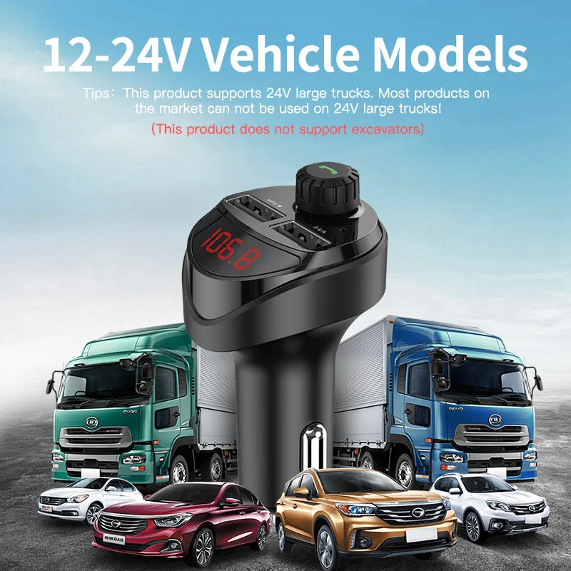 Car FM Transmitter with Dual USB Charging & Bluetooth
