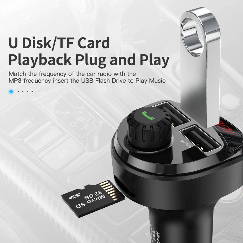 Car FM Transmitter with Dual USB Charging & Bluetooth