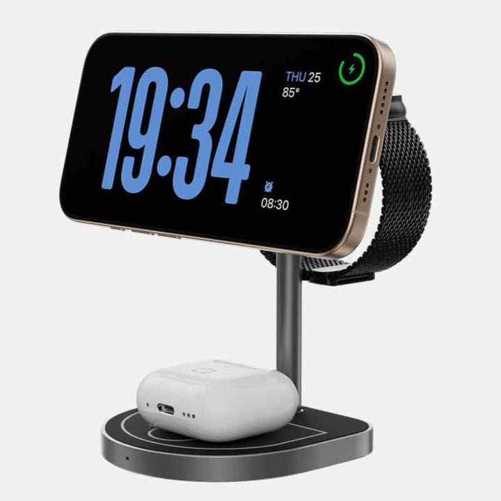 3-in-1 Wireless Charger Stand for iPhone, Watch & AirPods