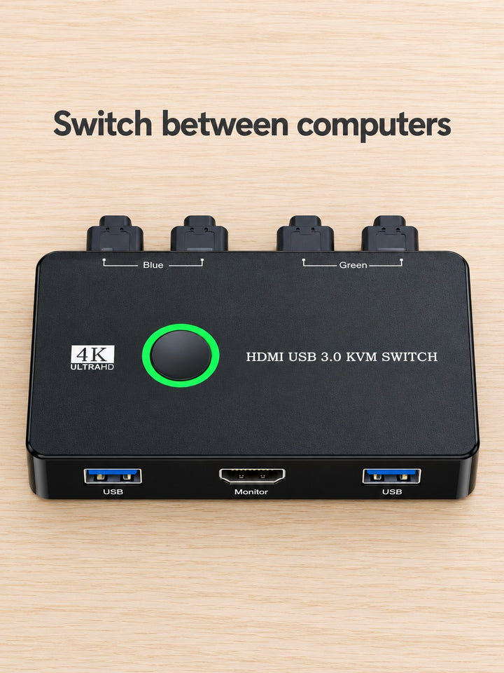 2 Computer KVM Switch with 4K HDMI and USB 3.0 Sharing