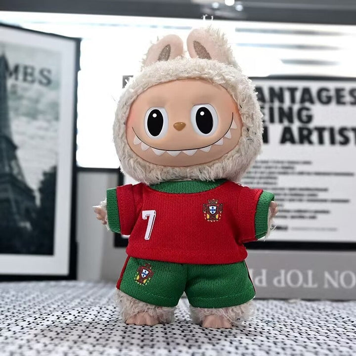 Labubu Doll Clothing Football Jersey Outfit Set for Display