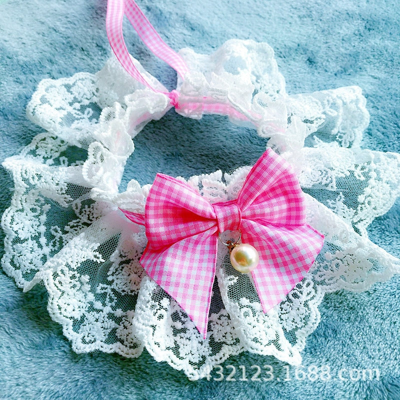 Lace Bow Pet Neckerchief for Photo-Ready Party Style