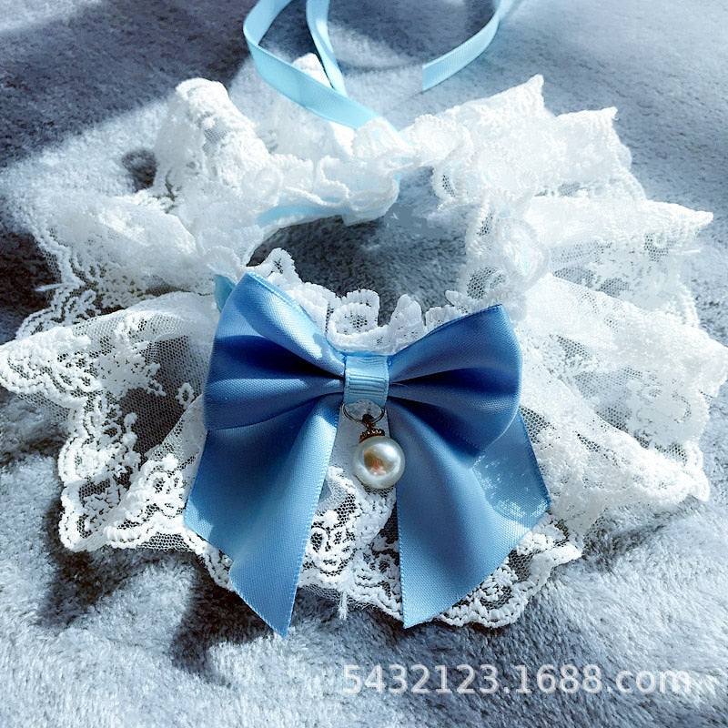 Lace Bow Pet Neckerchief for Photo-Ready Party Style