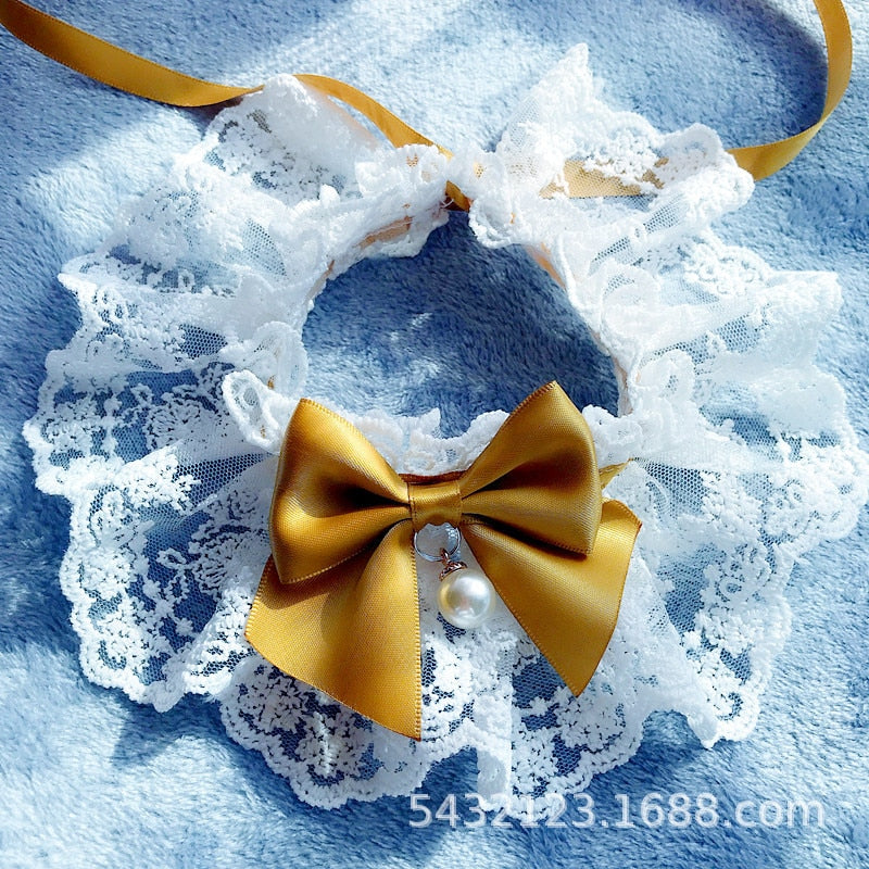 Lace Bow Pet Neckerchief for Photo-Ready Party Style