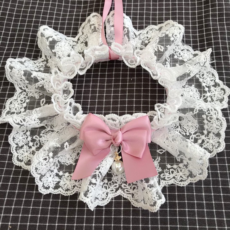 Lace Bow Pet Neckerchief for Photo-Ready Party Style