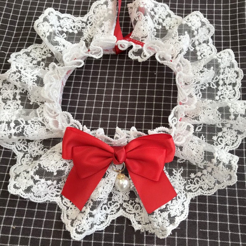 Lace Bow Pet Neckerchief for Photo-Ready Party Style