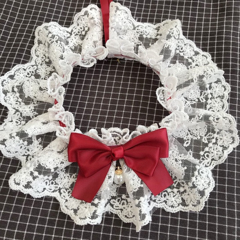 Lace Bow Pet Neckerchief for Photo-Ready Party Style