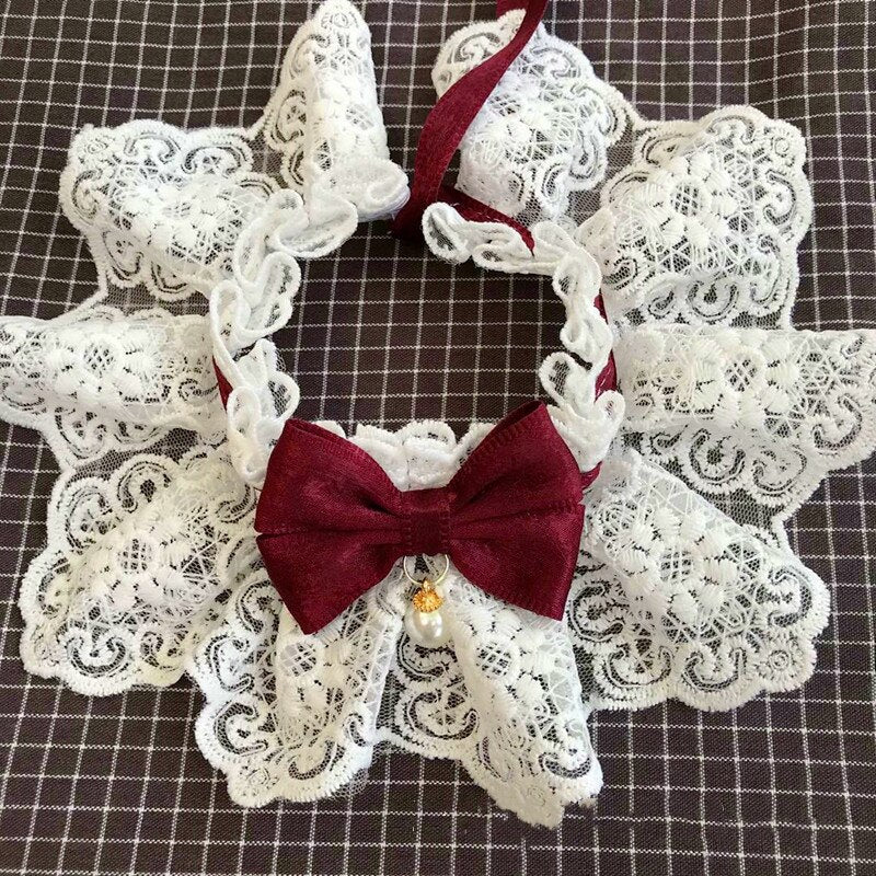 Lace Bow Pet Neckerchief for Photo-Ready Party Style