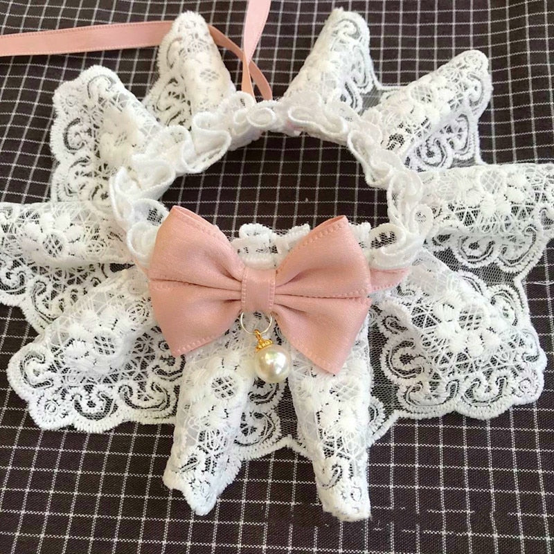 Lace Bow Pet Neckerchief for Photo-Ready Party Style