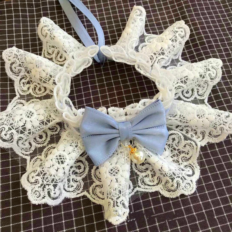 Lace Bow Pet Neckerchief for Photo-Ready Party Style