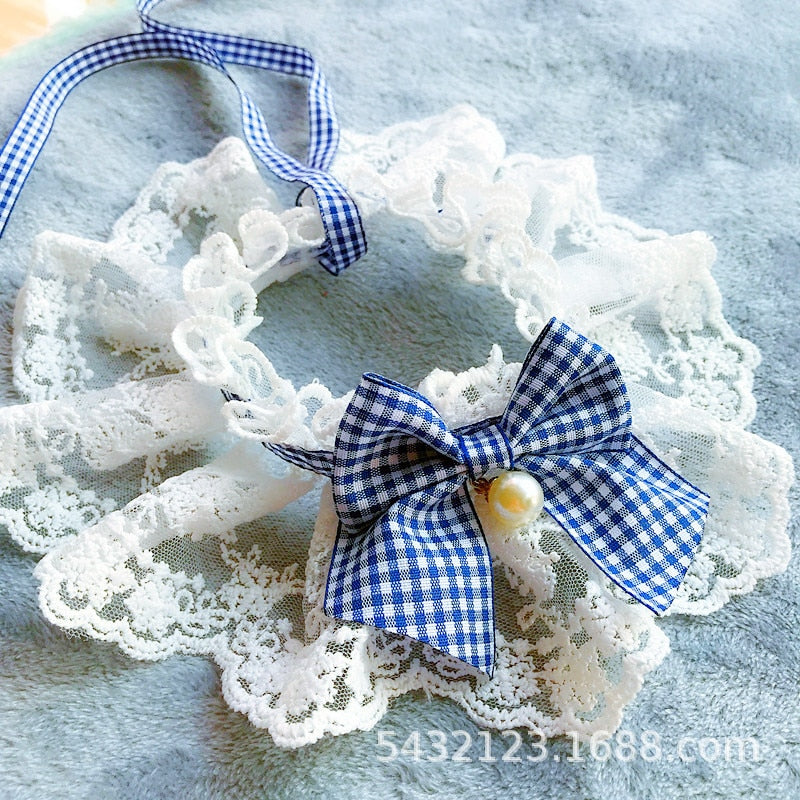 Lace Bow Pet Neckerchief for Photo-Ready Party Style