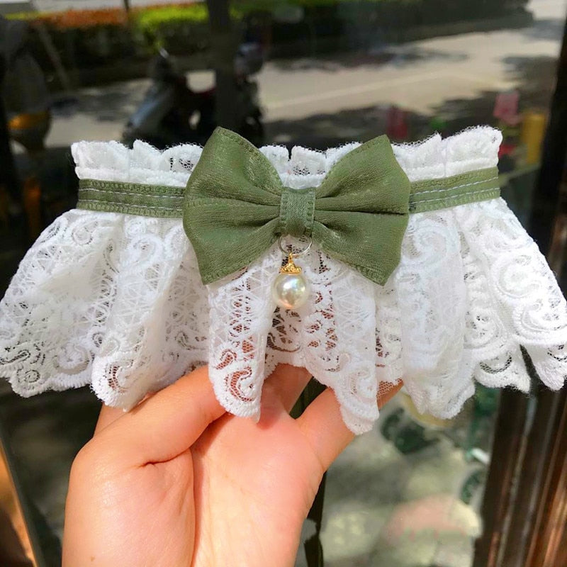 Lace Bow Pet Neckerchief for Photo-Ready Party Style