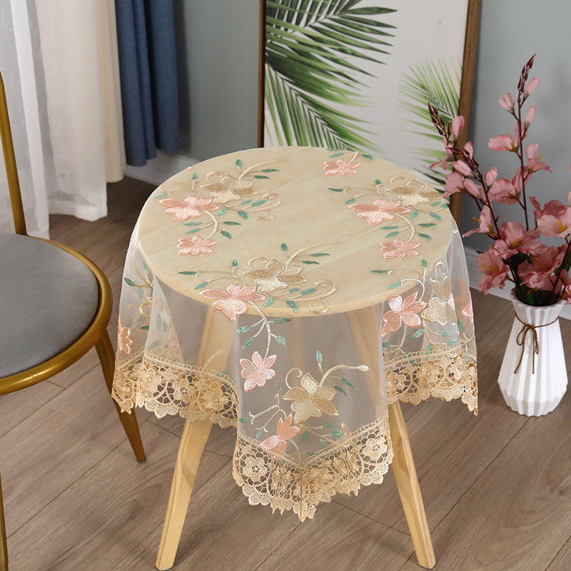 Embroidered Tablecloth for Elegant Floral Dining Decor