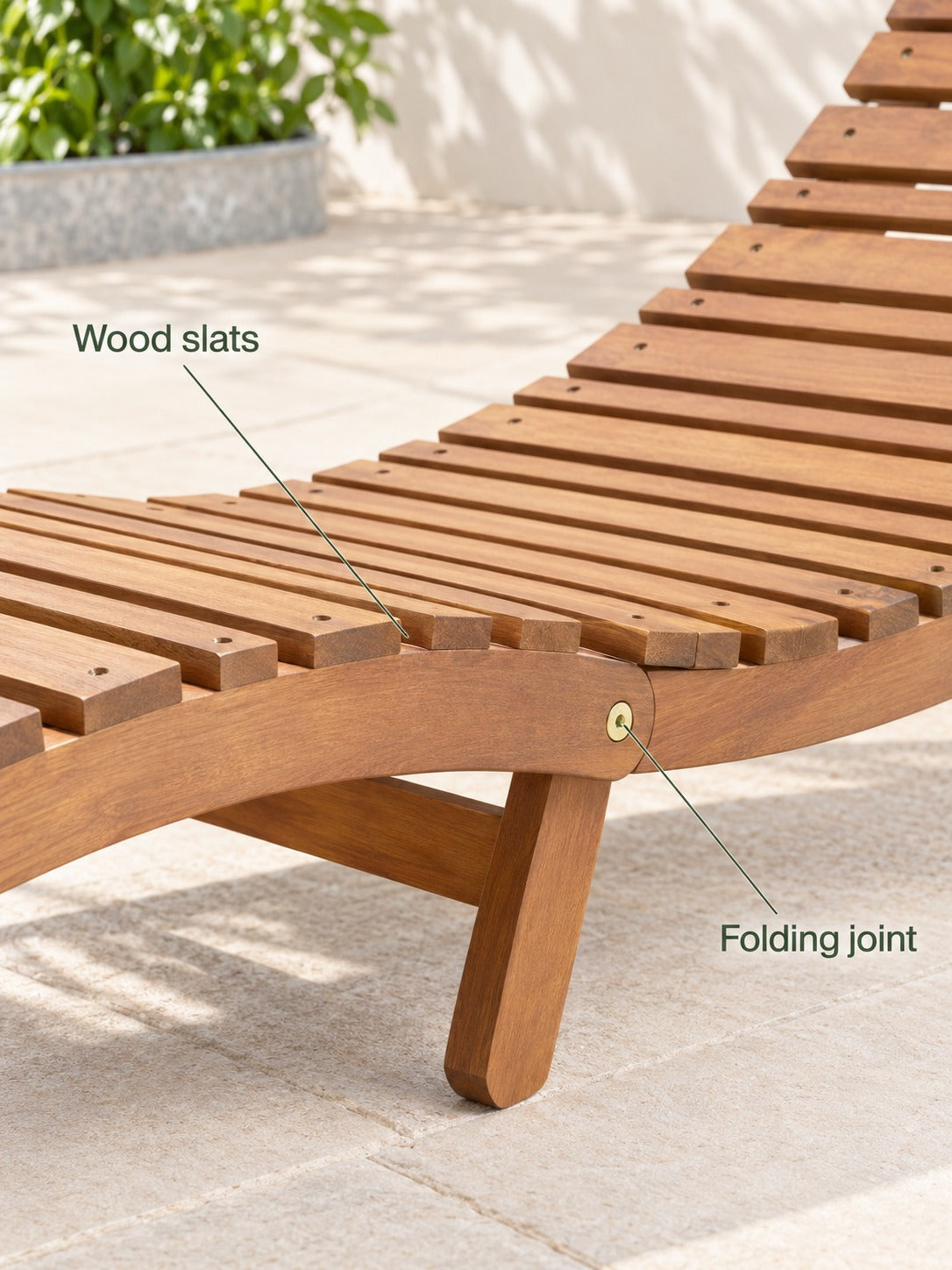 Foldable Wood Chaise Lounge for Pool and Patio