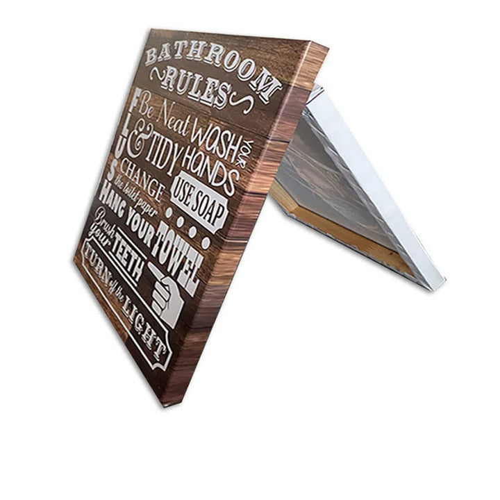 Bathroom Rules Canvas Wall Art | Rustic Waterproof Decor