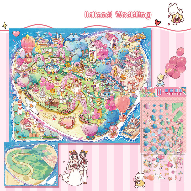 3D Scene Collage Stickers for Layered Journal Art